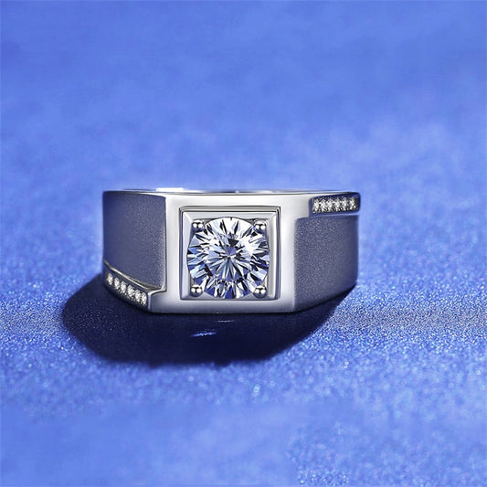 Moissanite Diamond Men Rings. 1.0 Carat. D VVS1. Certified.