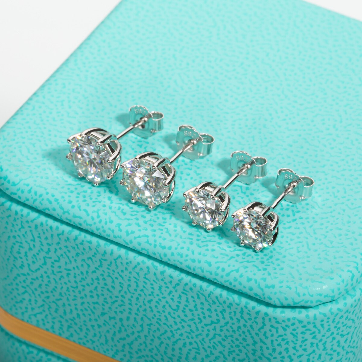 Moissanite Earrings. 2.0 - 4.0 Carat. D VVS1. 18K Gold Plated Silver.