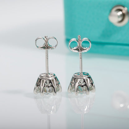 Genuine Moissanite Earrings. 2.0 Carat. 18K White Gold Plated Silver.