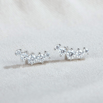 Moissanite Stud Earrings. D VVS1. 18K Gold Plated Silver.