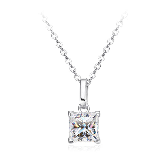 1.20 Carat Princess Cut Moissanite Diamond Pendant Necklace