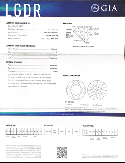 Kaufen Sie GIA-zertifizierte, im Labor gezüchtete Diamanten online 0,5 - 0,6 - 0,7 - 1 - 1,5 - 2,5 Karat