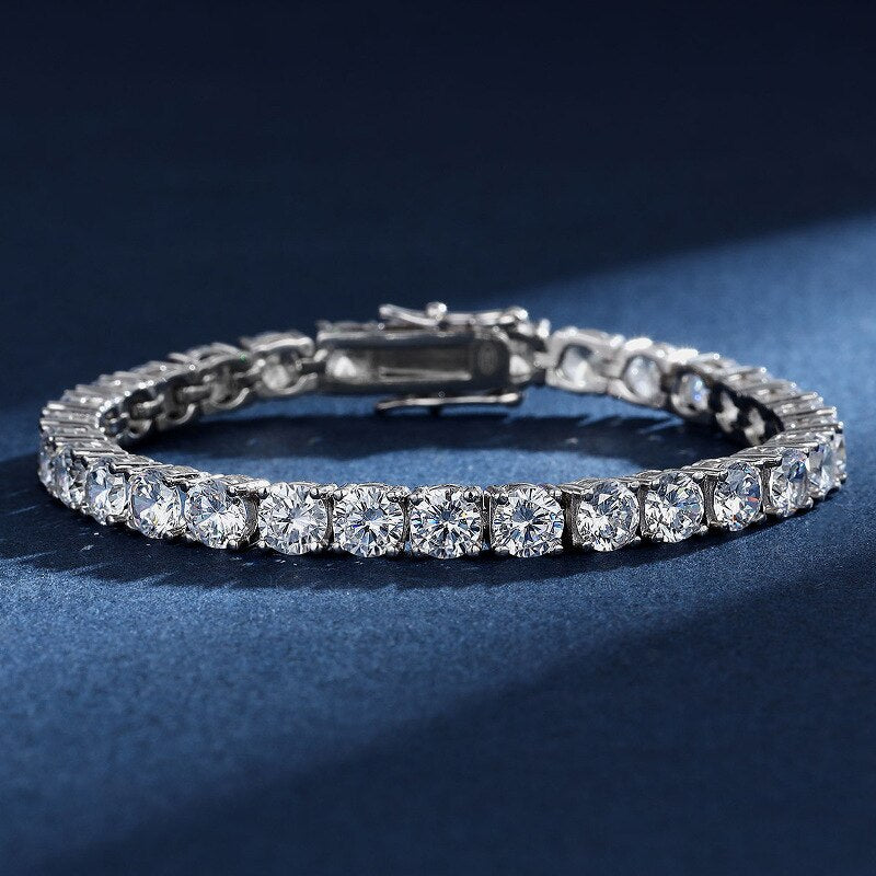 Bracelets de tennis moissanite de 5 mm. D VVS1. Argent plaqué or 18 carats.