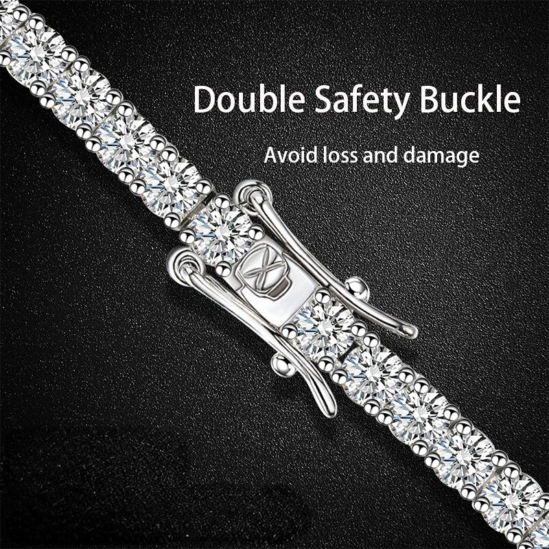 Bracelets de tennis moissanite de 5 mm. D VVS1. Argent plaqué or 18 carats.