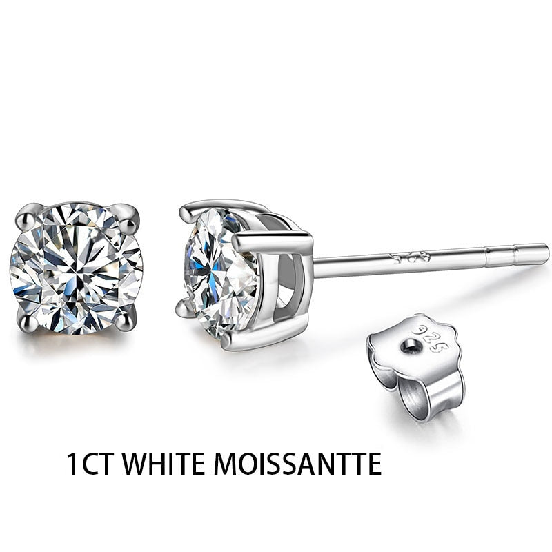 Moissanite Diamond Stud Earrings. D VVS1. 050 to 3.0 Carat.