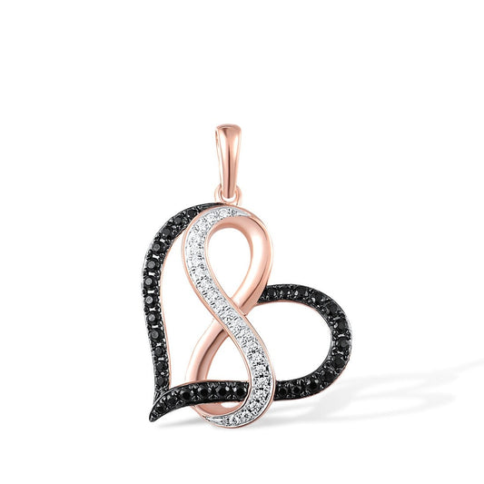 Heart Shape Luxury Diamond Pendant. Black and White Diamonds.