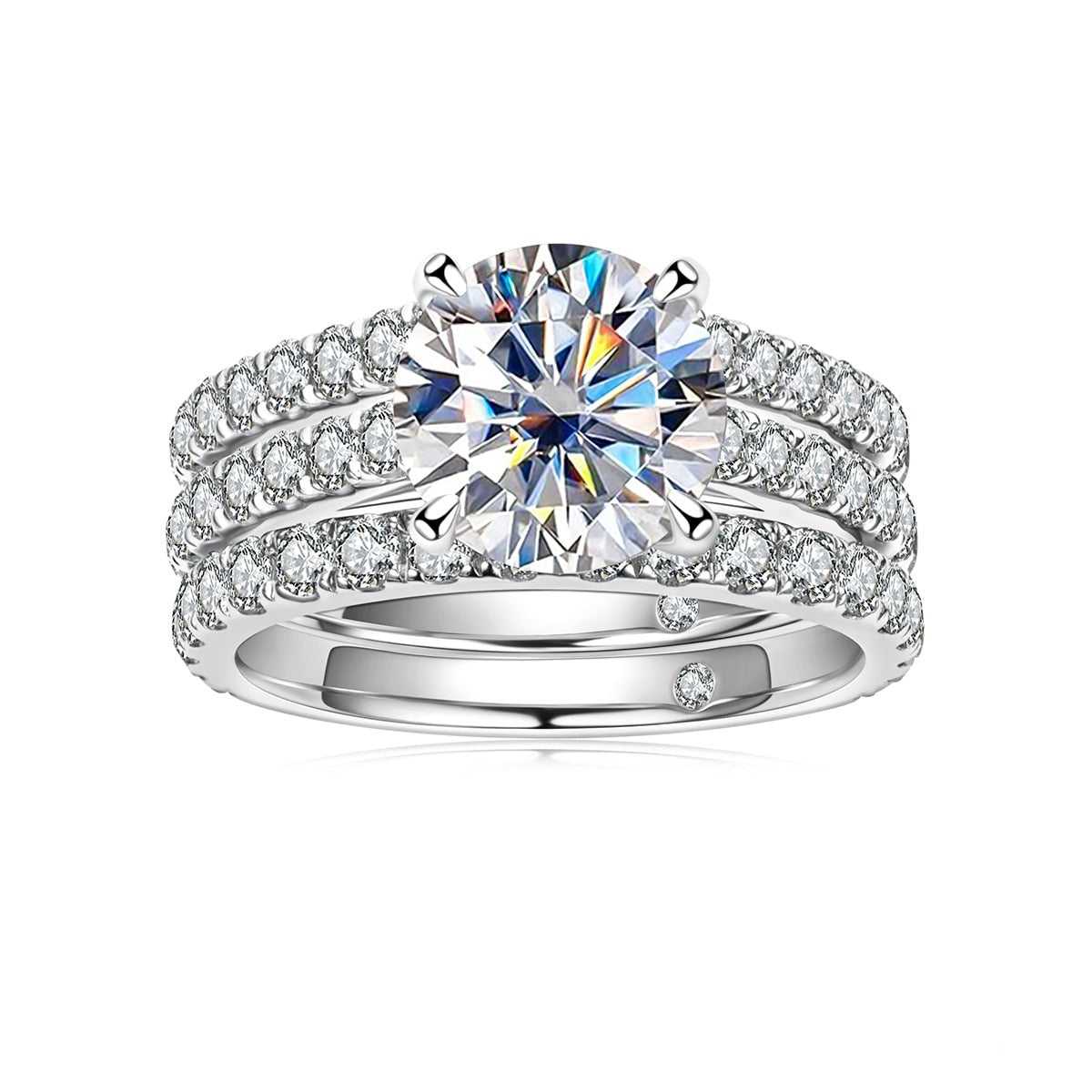 Moissanite Engagement Rings Set. 3.0 Carat. D VVS1. Certified.