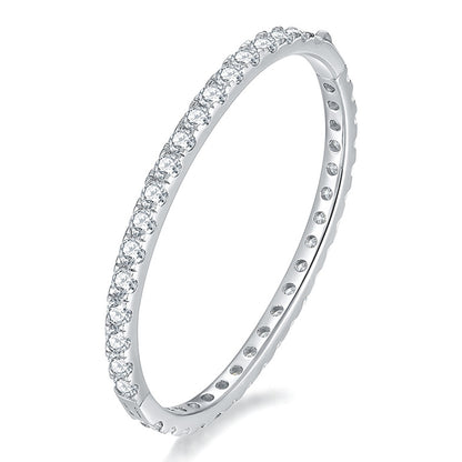 Moissanite Bangles 18K White Gold Plated Silver Bracelets