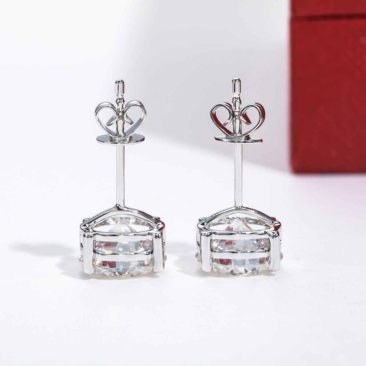 Gold Moissanite Stud Earrings. 4.0 Carat. D VVS1. 14K Gold.