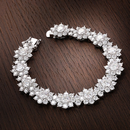 Luxury Moissanite Tennis Bracelets. 20.70 Carat. Elegant Flowers Design.