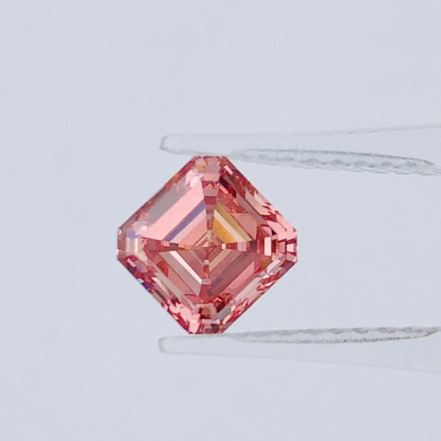 Fancy Deep Pink Diamond. 2.02 Carat. Asscher Cut. Lab Grown