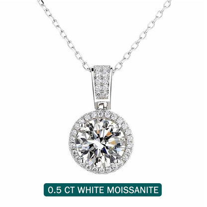 Genuine Moissanite Pendant Necklace 18K Gold plated Silver