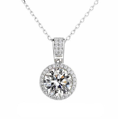 Genuine Moissanite Pendant Necklace 18K Gold plated Silver