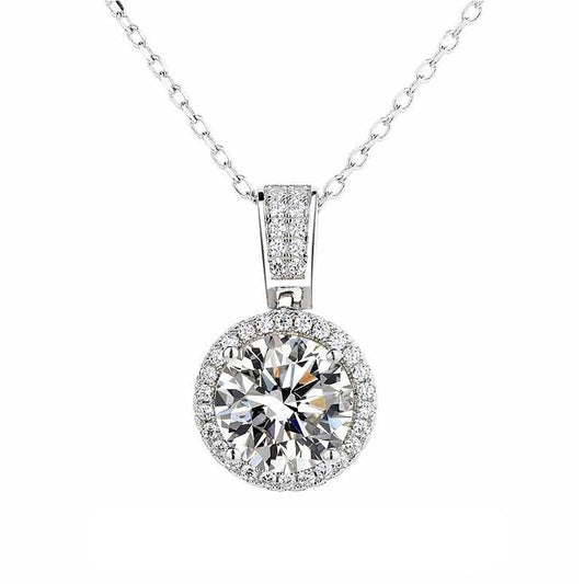 Genuine Moissanite Pendant Necklace 18K Gold plated Silver