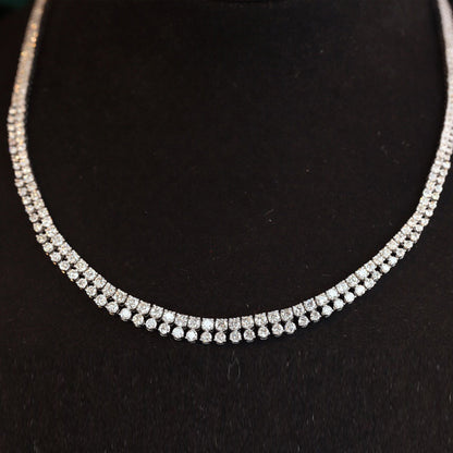 10.0 Carats Natural Diamond Necklaces. 18K White Gold.