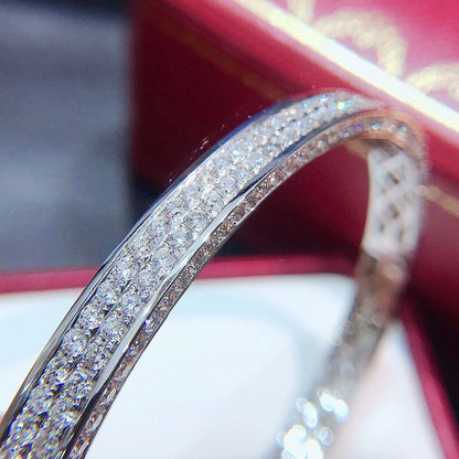 Bracelet Jonc Diamants Naturels 3.0 Carats Or Blanc 18K