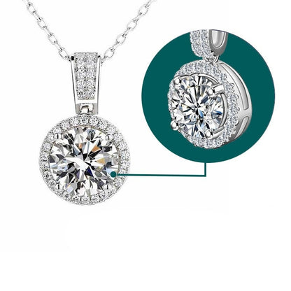 Genuine Moissanite Pendant Necklace 18K Gold plated Silver