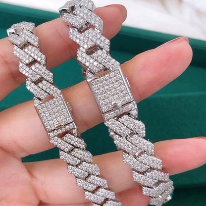 Natural Diamond Cuban Chain Bracelets.